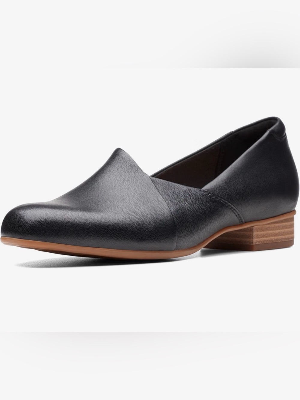 Clarks Women's Black Leather Slip-On Low Heel Loafer